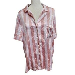 Victoria's Secret 2 Piece Pajama Top and Shorts Set Size XL Silky Button Front